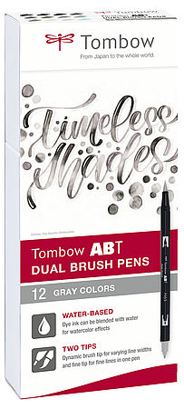 Tombow ABT Dual Brush Pen Set de 12 couleurs gris