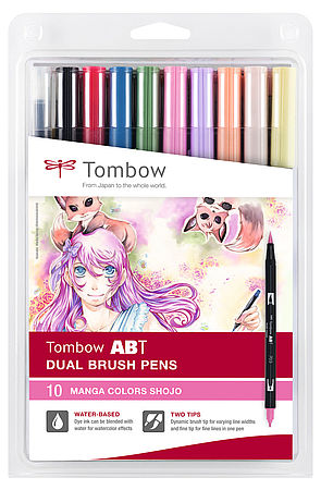 Tombow ABT Dual Bruhs Pen set of 10 Manga Shojo